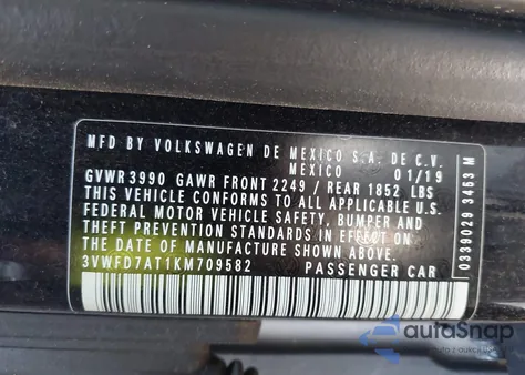 2019 Volkswagen Beetle 2.0T Final Edition Se/2.0T Final Edition Sel/2.0T S from USA, damaged, VIN 3VWFD7AT1KM709582